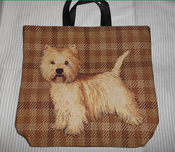 Rutig brkasse i gobelng, motiv bda sidor. 40 x 37 cm. Pris: 250:- inkl frakt